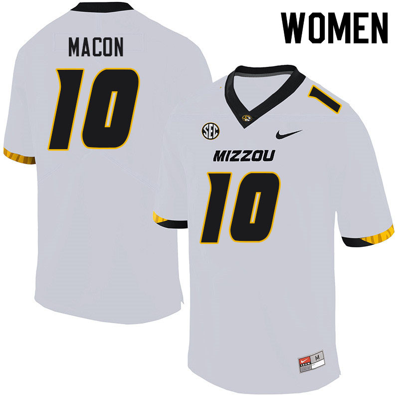 Women #10 Tyler Macon Missouri Tigers College Football Jerseys Sale-White - Click Image to Close